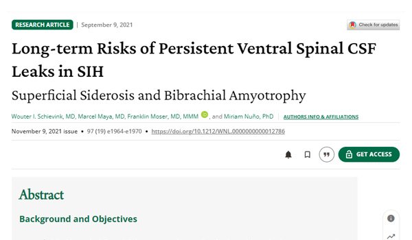 Leia mais sobre o artigo Long-term Risks of Persistent Ventral Spinal CSF Leaks in SIH