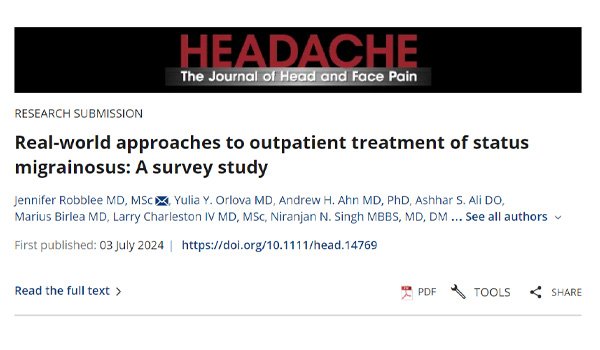 Leia mais sobre o artigo Real-world approaches to outpatient treatment of status migrainosus: A survey study